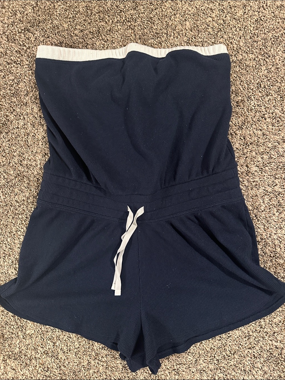 Gilly hicks Navy Strapless Romper Shorts with White Trim